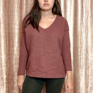 Free People Rust V-Neck Sweater
